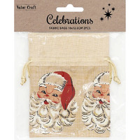 Christmas Fabric Bag 10 x 12.5cm - Santa 2 Pack- main image