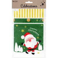 Christmas Treat Bag with Tie - Green Santa 4 Pack- main image