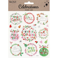 Christmas Foil Stickers - Merry Christmas Wreath - 1 Sheet- main image