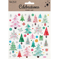 Christmas Glitter Stickers - Pastel Trees - 1 Sheet- main image