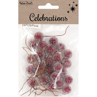 Christmas Holly Berry Red Crystals 24 Pack- main image