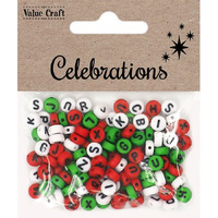 Alphabet Beads - Round Red, Green & White 20g- main image