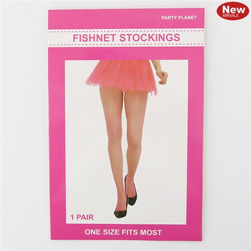 Neon Pink Fishnet Tights  Hot Pink Coloured Party Supplies